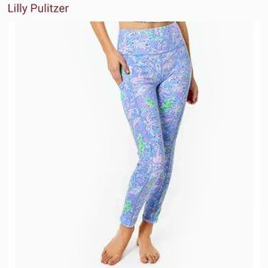 Lilly Pulitzer Luxletic Weekender High Rise Leggings Blue Peri Turtle - Medium